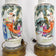 ANTIQUE MIRRORED PAIR OF CHINESE REPUBLIC PORCELAIN URN LAMPS, MID 20TH CENTURY, CHINA, BRASS