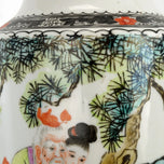 ANTIQUE MIRRORED PAIR OF CHINESE REPUBLIC PORCELAIN URN LAMPS, MID 20TH CENTURY, CHINA, BRASS