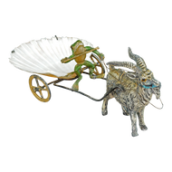 VIENNESE COLD PAINTED BRONZE GOAT CART WITH FROG DRIVER 19TH CENTURY, LATE 19TH CENTURY, AUSTRIA