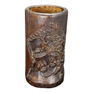 CHINESE CARVED WOOD BAMBOO BRUSH POT BITONG 19TH CENTURY, LATE 19TH CENTURY, CHINA