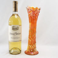 ANTIQUE SWUNG VASE CARNIVAL IRIDESCENT MARIGOLD TREE TRUNK CIRCA 1910, EARLY 20TH CENTURY, UNITED STATES, GLASS