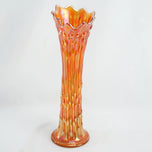 ANTIQUE SWUNG VASE CARNIVAL IRIDESCENT MARIGOLD TREE TRUNK CIRCA 1910, EARLY 20TH CENTURY, UNITED STATES, GLASS