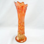 ANTIQUE SWUNG VASE CARNIVAL IRIDESCENT MARIGOLD TREE TRUNK CIRCA 1910, EARLY 20TH CENTURY, UNITED STATES, GLASS