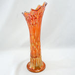 ANTIQUE SWUNG VASE CARNIVAL IRIDESCENT MARIGOLD TREE TRUNK CIRCA 1910, EARLY 20TH CENTURY, UNITED STATES, GLASS