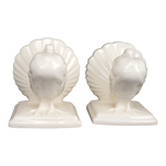 PAIR OF ART DECO CZECH ERPHILA FANTAIL PIGEON BOOKENDS CIRCA 1930, 1930S, CZECHIA, PORCELAIN