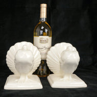 PAIR OF ART DECO CZECH ERPHILA FANTAIL PIGEON BOOKENDS CIRCA 1930, 1930S, CZECHIA, PORCELAIN