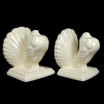 PAIR OF ART DECO CZECH ERPHILA FANTAIL PIGEON BOOKENDS CIRCA 1930, 1930S, CZECHIA, PORCELAIN