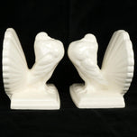 PAIR OF ART DECO CZECH ERPHILA FANTAIL PIGEON BOOKENDS CIRCA 1930, 1930S, CZECHIA, PORCELAIN