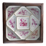 CHINESE NINE-SECTION SWEETMEAT SET IN ROSEWOOD BOX 19TH C, MID 19TH CENTURY, CHINA, PORCELAIN