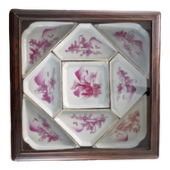CHINESE NINE-SECTION SWEETMEAT SET IN ROSEWOOD BOX 19TH C, MID 19TH CENTURY, CHINA, PORCELAIN