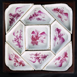 CHINESE NINE-SECTION SWEETMEAT SET IN ROSEWOOD BOX 19TH C, MID 19TH CENTURY, CHINA, PORCELAIN