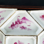 CHINESE NINE-SECTION SWEETMEAT SET IN ROSEWOOD BOX 19TH C, MID 19TH CENTURY, CHINA, PORCELAIN