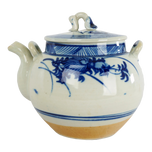 LARGE CHINESE BLUE AND WHITE PORCELAIN FLORAL TEA POT C. 1900, 1900 - 1909, CHINA