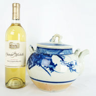 LARGE CHINESE BLUE AND WHITE PORCELAIN FLORAL TEA POT C. 1900, 1900 - 1909, CHINA