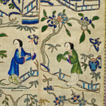 CHINESE EMBROIDERED SILK SLEEVE PANELS BEAUTIES IN GARDEN LATE QING, 1900 - 1909, CHINA