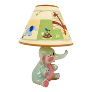 CHILD'S TOTLINE ELEPHANT LAMP WITH SHADE CIRCA 1950'S, 1950S, UNITED STATES, CERAMIC