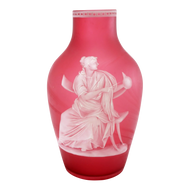 CRANBERRY GLASS THOMAS WEBB CAMEO VASE GREEK GODDESS 19TH CENTURY, LATE 19TH CENTURY, UNITED KINGDOM