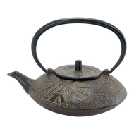VINTAGE JAPANESE CAST IRON TEAPOT THREE WINTER FRIENDS MOTIF, EARLY 20TH CENTURY