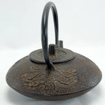 VINTAGE JAPANESE CAST IRON TEAPOT THREE WINTER FRIENDS MOTIF, EARLY 20TH CENTURY