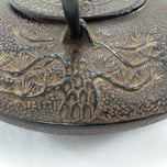 VINTAGE JAPANESE CAST IRON TEAPOT THREE WINTER FRIENDS MOTIF, EARLY 20TH CENTURY
