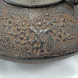 VINTAGE JAPANESE CAST IRON TEAPOT THREE WINTER FRIENDS MOTIF, EARLY 20TH CENTURY
