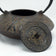 VINTAGE JAPANESE CAST IRON TEAPOT THREE WINTER FRIENDS MOTIF, EARLY 20TH CENTURY