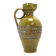 LARGE BITOSSI ITALIAN EWER RAISED JEWELS MID CENTURY, 1950S, ITALY, CERAMIC