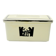 VINTAGE HALL'S COVERED REFRIGERATOR BUTTER BOX TAVERN SILHOUETTE 1940'S, 1940S, UNITED STATES, CERAMIC