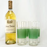 SET OF 4 1950S HIGHBALL BARWARE GLASSES STRIPED GREEN AND WHITE, UNITED STATES