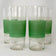 SET OF 4 1950S HIGHBALL BARWARE GLASSES STRIPED GREEN AND WHITE, UNITED STATES