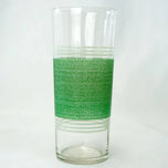 SET OF 4 1950S HIGHBALL BARWARE GLASSES STRIPED GREEN AND WHITE, UNITED STATES