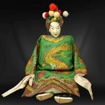 ANTIQUE LARGE CHINESE PEKING OPERA PUPPET (26 IN) WITH DRAGON ROBE LATE QING, LATE 19TH CENTURY, CHINA, PAINT