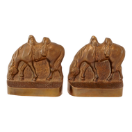 PAIR OF SMALL RIDERLESS HORSE BOOKENDS WITH BRONZE PATINA 1930'S, 1930S, UNITED STATES, CAST IRON