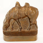 PAIR OF SMALL RIDERLESS HORSE BOOKENDS WITH BRONZE PATINA 1930'S, 1930S, UNITED STATES, CAST IRON