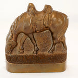 PAIR OF SMALL RIDERLESS HORSE BOOKENDS WITH BRONZE PATINA 1930'S, 1930S, UNITED STATES, CAST IRON