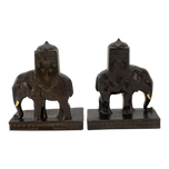 PAIR OF RONSON HOWDAH ELEPHANT BOOKENDS 1923, 1920S, UNITED STATES, FELT