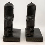PAIR OF RONSON HOWDAH ELEPHANT BOOKENDS 1923, 1920S, UNITED STATES, FELT