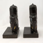 PAIR OF RONSON HOWDAH ELEPHANT BOOKENDS 1923, 1920S, UNITED STATES, FELT
