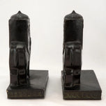 PAIR OF RONSON HOWDAH ELEPHANT BOOKENDS 1923, 1920S, UNITED STATES, FELT