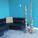 THREE VINTAGE ORNATE INDIAN CAST BRASS FLOOR-STANDING CANDLE PILLARS/STANDS, 1970S