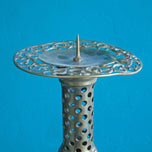THREE VINTAGE ORNATE INDIAN CAST BRASS FLOOR-STANDING CANDLE PILLARS/STANDS, 1970S