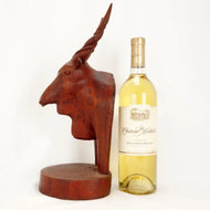 SINGLE LARGE VINTAGE AFRICAN HANDCARVED ANTELOPE WOOD BOOKEND, 1990S, CENTRAL AFRICAN REPUBLIC