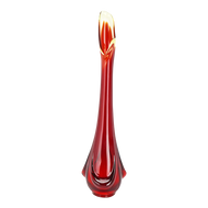 VINTAGE AMBERINA 15 IN SWUNG ART GLASS VASE, 1960S, UNITED STATES