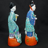 EARLY 20TH CENTURY CHINESE PORCELAIN POLYCHROME NOBLEMAN AND WIFE FIGURES - A PAIR, CHINA