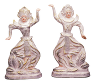 1950S MID-CENTURY CALIFORNIAN CERAMIC SIAMESE DANCERS FIGURINES - A PAIR, UNITED STATES
