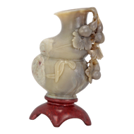 VINTAGE CHINESE HAND CARVED SOAPSTONE DOUBLE GOURD VASE, LATE 20TH CENTURY, CHINA