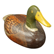 ANTIQUE FOLK ART WOOD MALLARD DUCK CIRCA 1900-1920’S, EARLY 20TH CENTURY, UNITED STATES