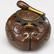 JAPANESE MEIJI INKWELL MIXED METAL LOTUS DESIGN, LATE 19TH CENTURY