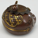 JAPANESE MEIJI INKWELL MIXED METAL LOTUS DESIGN, LATE 19TH CENTURY