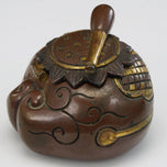 JAPANESE MEIJI INKWELL MIXED METAL LOTUS DESIGN, LATE 19TH CENTURY